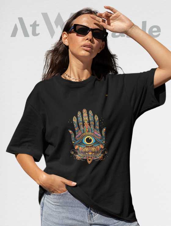 Hamsa Hand Pattern 2 Unisex Oversized T-shirt