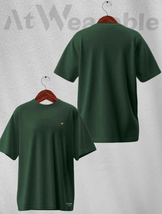 Bottle Green Unisex Oversized Solid T-shirt