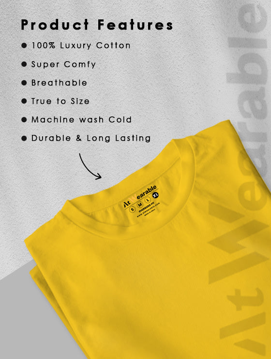 Yellow Unisex Oversized Solid T-shirt