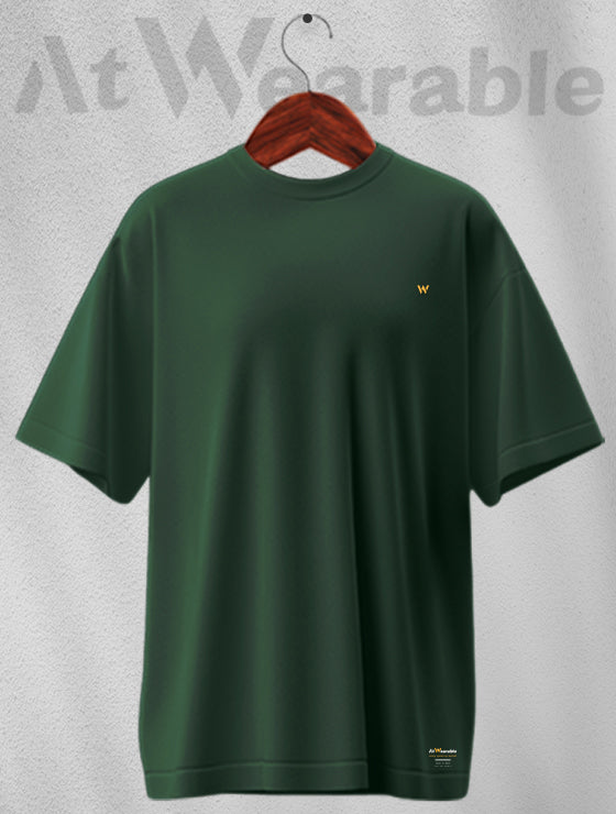 Bottle Green Unisex Oversized Solid T-shirt