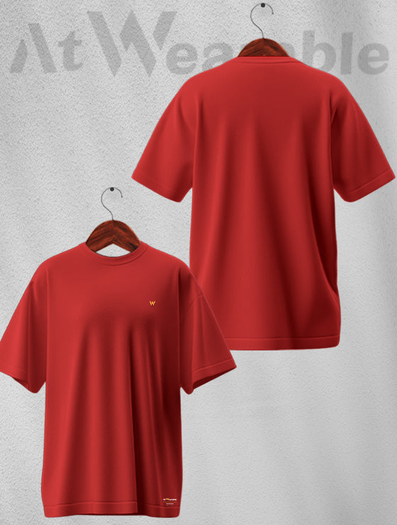 Red Unisex Oversized Solid T-shirt