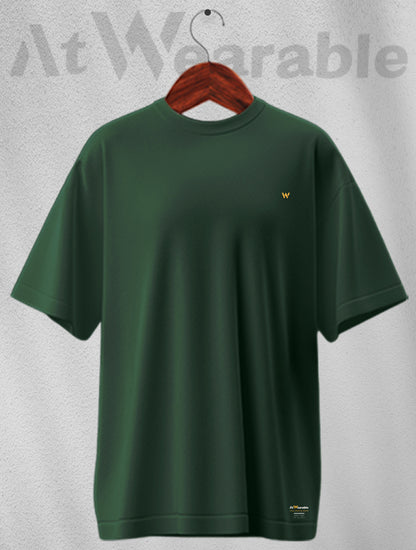 Bottle Green Unisex Oversized Solid T-shirt