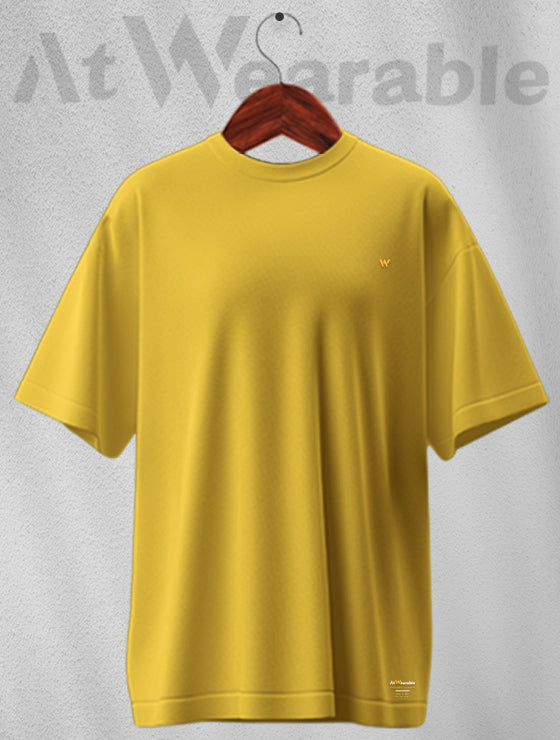 Yellow Unisex Oversized Solid T-shirt