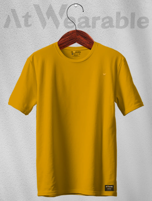 Mustard Unisex Regular Solid T-shirt
