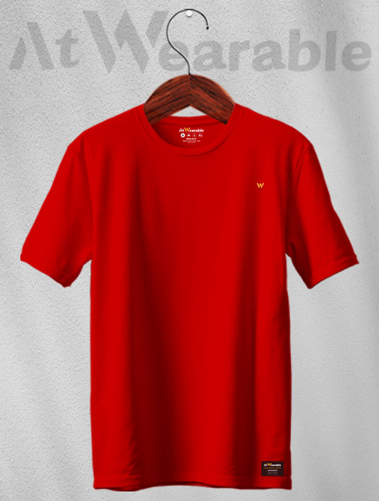 Red Unisex Regular Solid T-shirt