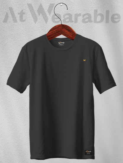 Black Unisex Regular Solid T-shirt