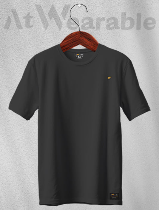Black Unisex Regular Solid T-shirt