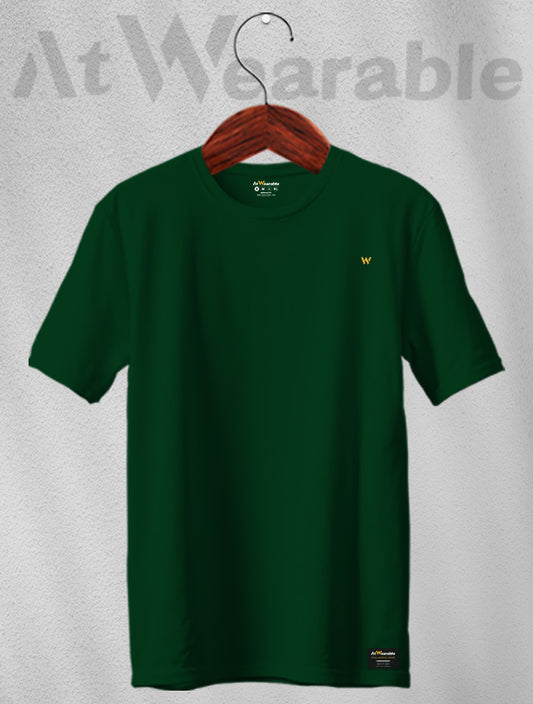 Bottle Green Unisex Regular Solid T-shirt